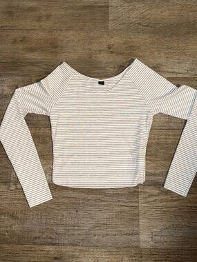 Shein Long Sleeve Top White and Gray